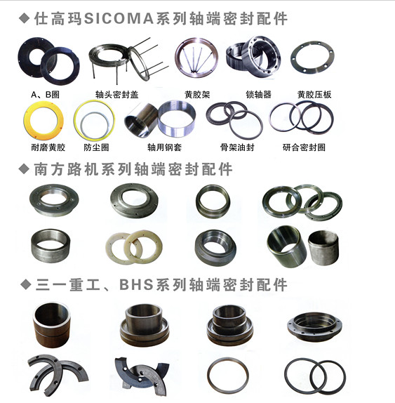 南方路機混凝土攪拌機配件，南方路機軸端密封配件、軸頭密封配件規格